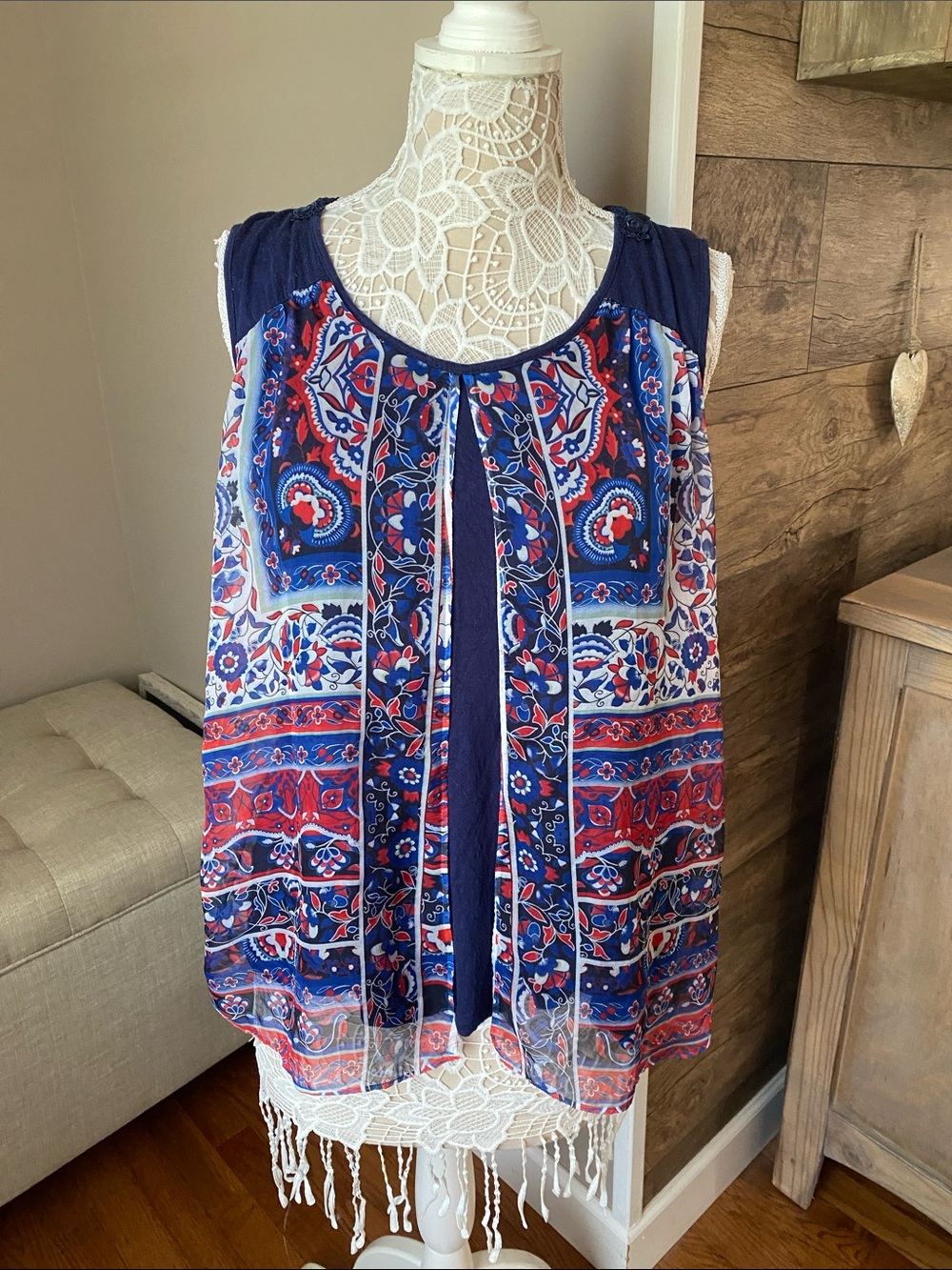 Sleeveless Red White and Blue Tank Top